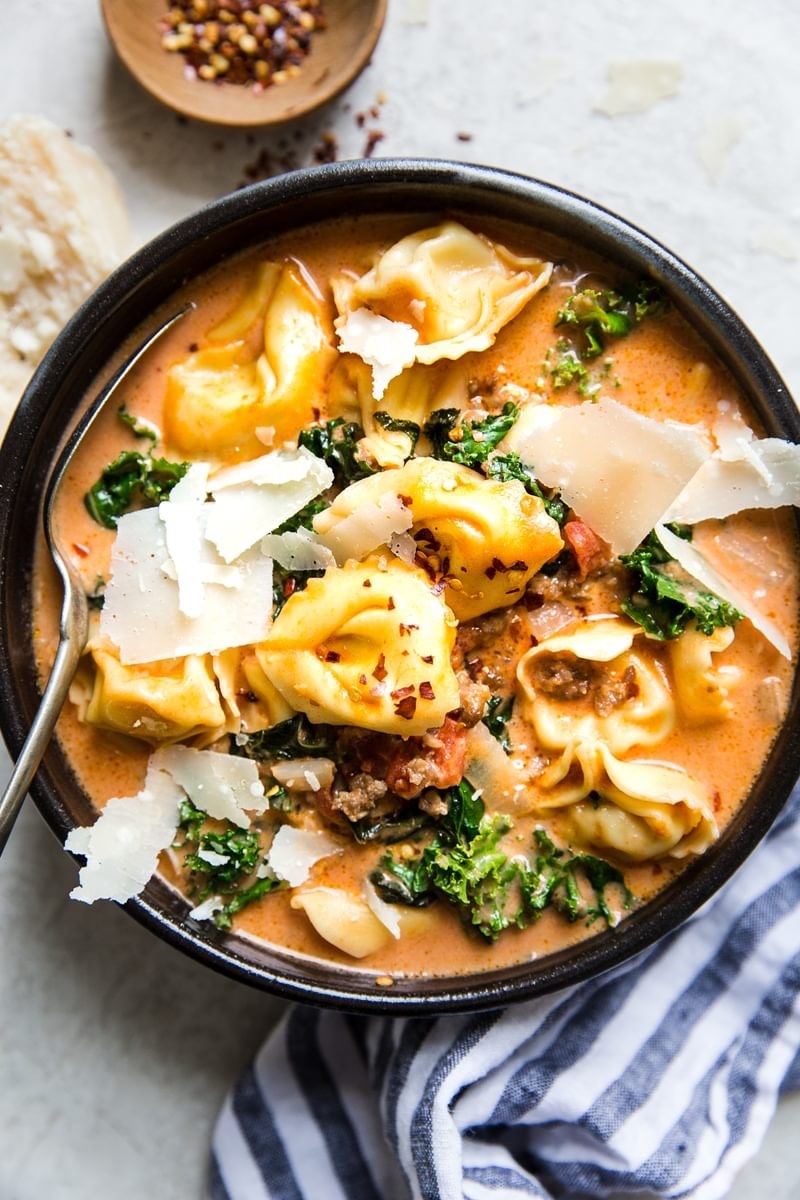 Tortellini Soup with Italian Sausage & Kale
